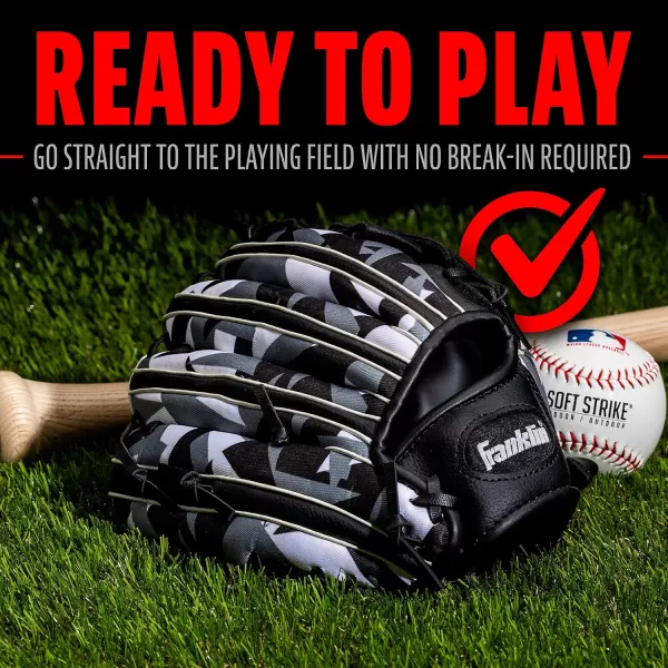 Franklin Sports Kids Baseball  Tball Glove  RTP Youth Baseball Glove  Boys  Girls Teeball Youth Baseball GloveBlackWhite