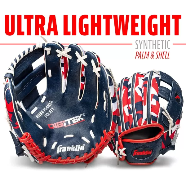 Franklin Sports Kids Baseball  Tball Glove  RTP Youth Baseball Glove  Boys  Girls Teeball Youth Baseball GloveNavyRed