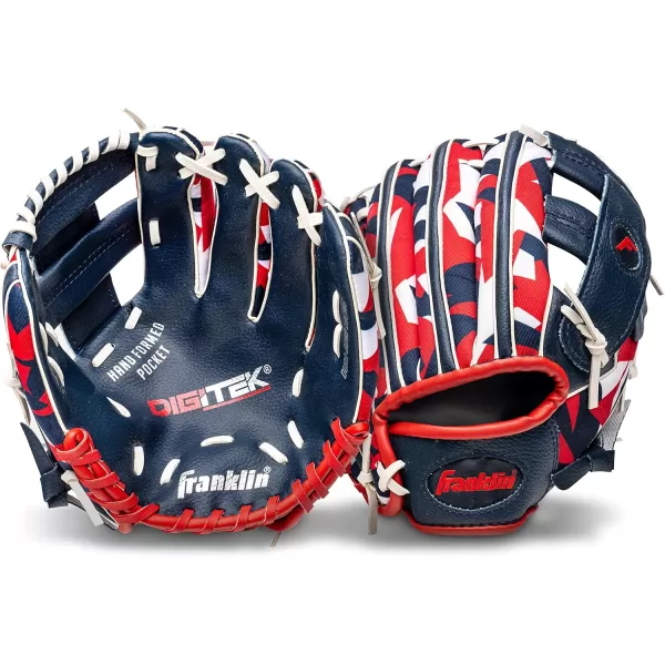 Franklin Sports Kids Baseball  Tball Glove  RTP Youth Baseball Glove  Boys  Girls Teeball Youth Baseball GloveNavyRed