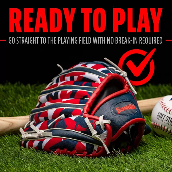Franklin Sports Kids Baseball  Tball Glove  RTP Youth Baseball Glove  Boys  Girls Teeball Youth Baseball GloveNavyRed
