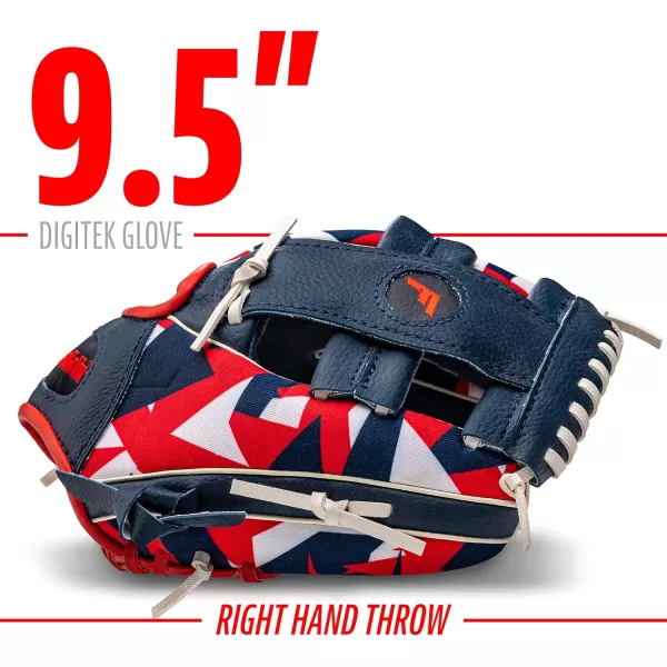 Franklin Sports Kids Baseball  Tball Glove  RTP Youth Baseball Glove  Boys  Girls Teeball Youth Baseball GloveNavyRed