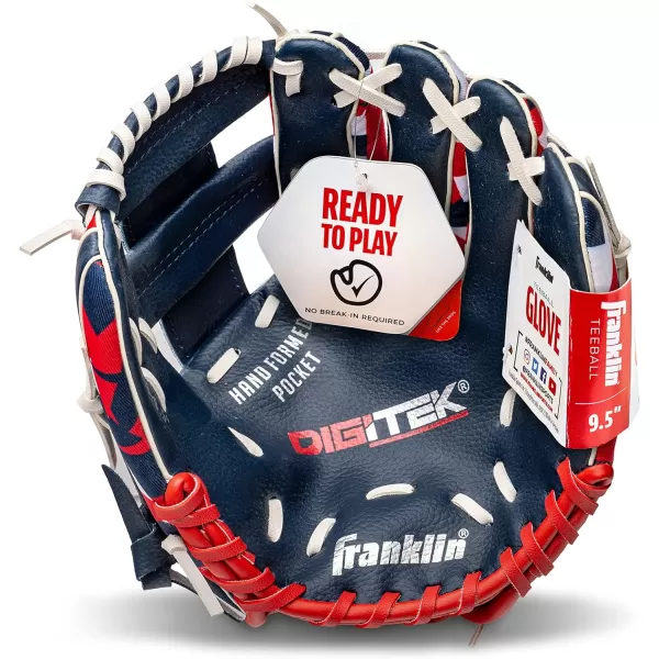 Franklin Sports Kids Baseball  Tball Glove  RTP Youth Baseball Glove  Boys  Girls Teeball Youth Baseball GloveNavyRed