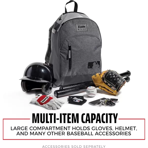 Franklin Sports Kids MLB Baseball Batpack Bag  Youth Baseball Softball  Teeball Backpack  Sports Equipment Bag for Kids  Toddlers  Holds 2 Teeball  Baseball Bats  Includes Fence HookGray