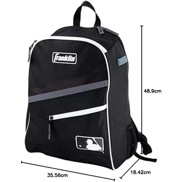 Franklin Sports Kids MLB Baseball Batpack Bag  Youth Baseball Softball  Teeball Backpack  Sports Equipment Bag for Kids  Toddlers  Holds 2 Teeball  Baseball Bats  Includes Fence HookBlackGrayWhite
