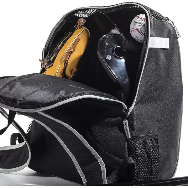 Franklin Sports Kids MLB Baseball Batpack Bag  Youth Baseball Softball  Teeball Backpack  Sports Equipment Bag for Kids  Toddlers  Holds 2 Teeball  Baseball Bats  Includes Fence HookBlackGray