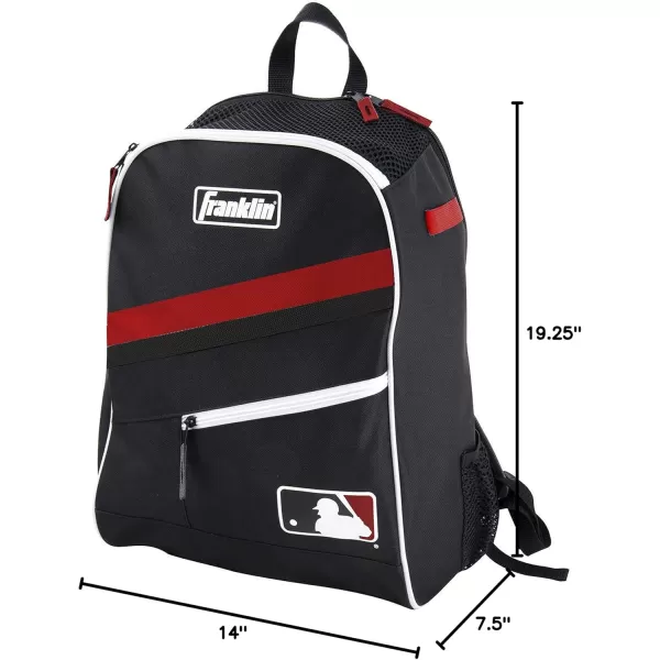 Franklin Sports Kids MLB Baseball Batpack Bag  Youth Baseball Softball  Teeball Backpack  Sports Equipment Bag for Kids  Toddlers  Holds 2 Teeball  Baseball Bats  Includes Fence HookBlackRedWhite