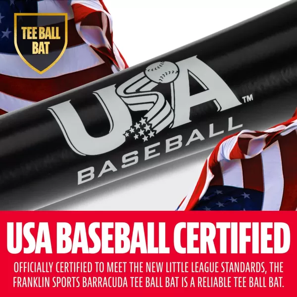 Franklin Sports Kids Teeball Bats  Venom  Barracuda Aluminum  Composite Teeball Bats  USA Baseball Certified Boys  Girls Bats for Kids  Youth Metal Bats  Drop 10 to 13 Teeball BatsBlack 258 Barrel