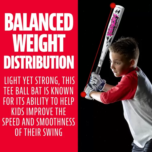 Franklin Sports Kids Teeball Bats  Venom  Barracuda Aluminum  Composite Teeball Bats  USA Baseball Certified Boys  Girls Bats for Kids  Youth Metal Bats  Drop 10 to 13 Teeball BatsWhite 214 Barrel