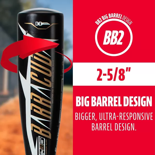 Franklin Sports Kids Teeball Bats  Venom  Barracuda Aluminum  Composite Teeball Bats  USA Baseball Certified Boys  Girls Bats for Kids  Youth Metal Bats  Drop 10 to 13 Teeball BatsBlack 258 Barrel