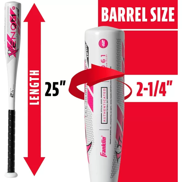 Franklin Sports Kids Teeball Bats  Venom  Barracuda Aluminum  Composite Teeball Bats  USA Baseball Certified Boys  Girls Bats for Kids  Youth Metal Bats  Drop 10 to 13 Teeball BatsWhite 214 Barrel