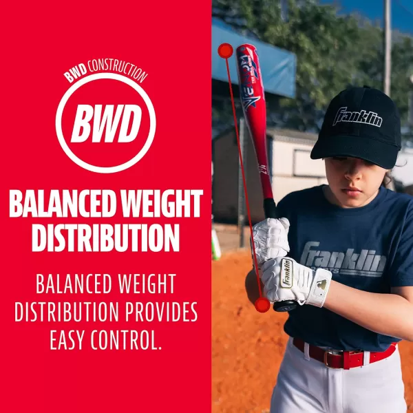 Franklin Sports Kids Teeball Bats  Venom  Barracuda Aluminum  Composite Teeball Bats  USA Baseball Certified Boys  Girls Bats for Kids  Youth Metal Bats  Drop 10 to 13 Teeball BatsRedBlack 214 Barrel