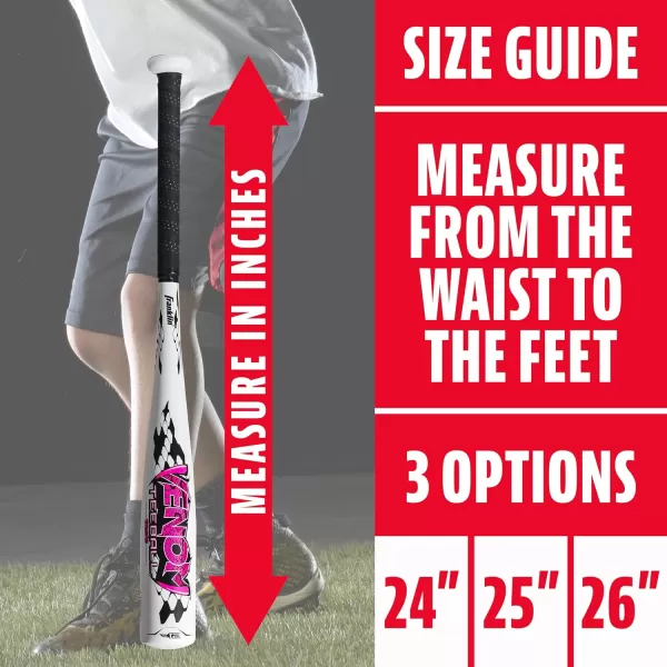 Franklin Sports Kids Teeball Bats  Venom  Barracuda Aluminum  Composite Teeball Bats  USA Baseball Certified Boys  Girls Bats for Kids  Youth Metal Bats  Drop 10 to 13 Teeball BatsWhite 214 Barrel