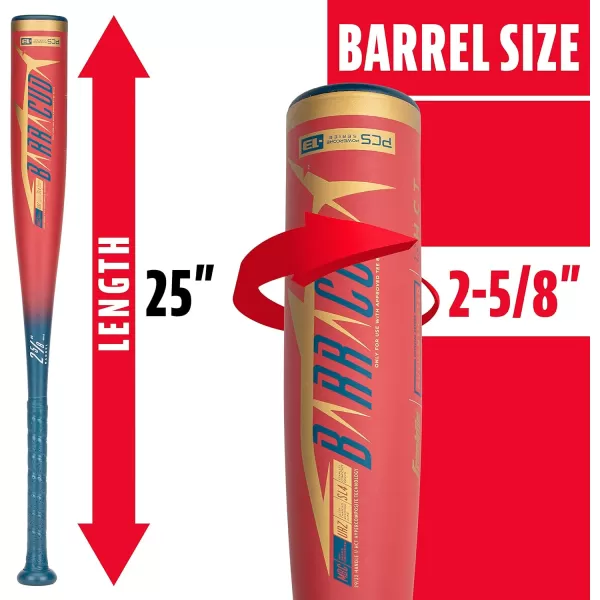Franklin Sports Kids Teeball Bats  Venom  Barracuda Aluminum  Composite Teeball Bats  USA Baseball Certified Boys  Girls Bats for Kids  Youth Metal Bats  Drop 10 to 13 Teeball BatsRed 258 Barrel