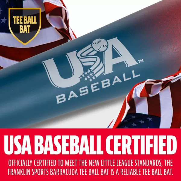 Franklin Sports Kids Teeball Bats  Venom  Barracuda Aluminum  Composite Teeball Bats  USA Baseball Certified Boys  Girls Bats for Kids  Youth Metal Bats  Drop 10 to 13 Teeball BatsRed 258 Barrel