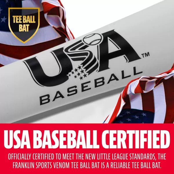 Franklin Sports Kids Teeball Bats  Venom  Barracuda Aluminum  Composite Teeball Bats  USA Baseball Certified Boys  Girls Bats for Kids  Youth Metal Bats  Drop 10 to 13 Teeball BatsWhite 214 Barrel