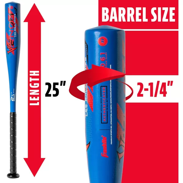 Franklin Sports Kids Teeball Bats  Venom  Barracuda Aluminum  Composite Teeball Bats  USA Baseball Certified Boys  Girls Bats for Kids  Youth Metal Bats  Drop 10 to 13 Teeball BatsBlue 214 Barrel