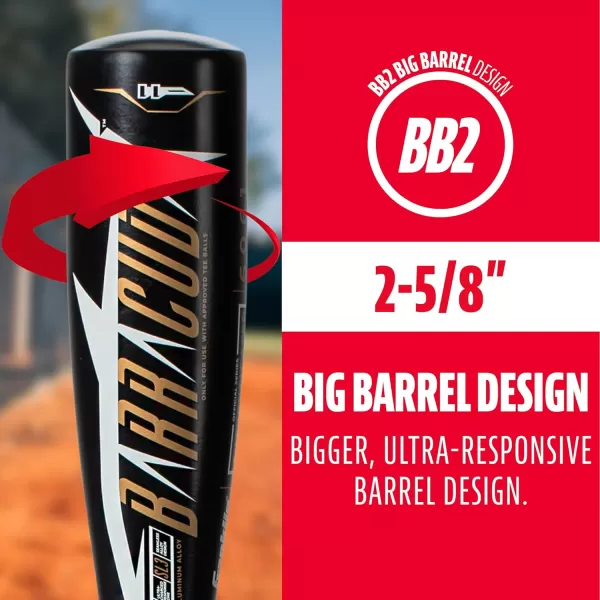 Franklin Sports Kids Teeball Bats  Venom  Barracuda Aluminum  Composite Teeball Bats  USA Baseball Certified Boys  Girls Bats for Kids  Youth Metal Bats  Drop 10 to 13 Teeball BatsBlack 258 Barrel