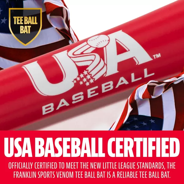 Franklin Sports Kids Teeball Bats  Venom  Barracuda Aluminum  Composite Teeball Bats  USA Baseball Certified Boys  Girls Bats for Kids  Youth Metal Bats  Drop 10 to 13 Teeball BatsRedBlack 214 Barrel