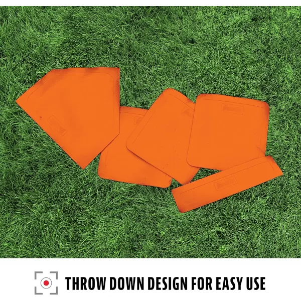 Franklin Sports MLB Baseball Base Set  Throw Down Baseball Bases with Home Plate  Pitchers Rubber  Backyard Rubber Base Set Perfect for Baseball Teeball  KickballOrange