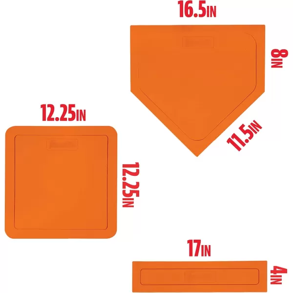 Franklin Sports MLB Baseball Base Set  Throw Down Baseball Bases with Home Plate  Pitchers Rubber  Backyard Rubber Base Set Perfect for Baseball Teeball  KickballOrange