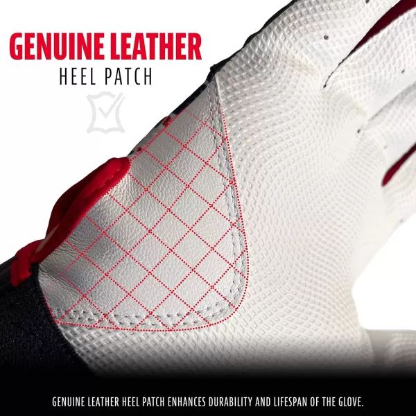Franklin Sports MLB Digitek Batting Gloves  Adult and Youth Batting Glove  TriCurve Technology Fit  Genuine Leather Heel Patch  Etched Microfiber  Batting Gloves for Kids and AdultsWhiteRedNavy