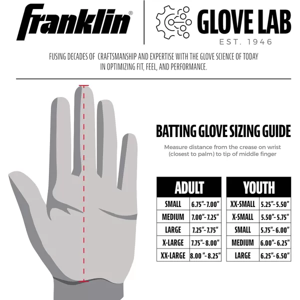 Franklin Sports MLB Digitek Batting Gloves  Adult and Youth Batting Glove  TriCurve Technology Fit  Genuine Leather Heel Patch  Etched Microfiber  Batting Gloves for Kids and AdultsWhiteRedNavy