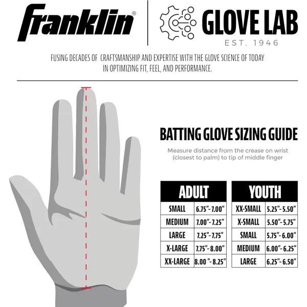 Franklin Sports MLB Digitek Batting Gloves  Adult and Youth Batting Glove  TriCurve Technology Fit  Genuine Leather Heel Patch  Etched Microfiber  Batting Gloves for Kids and AdultsWhiteYellow
