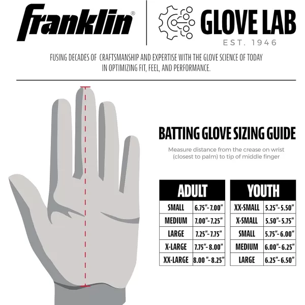Franklin Sports MLB Digitek Batting Gloves  Adult and Youth Batting Glove  TriCurve Technology Fit  Genuine Leather Heel Patch  Etched Microfiber  Batting Gloves for Kids and AdultsGrayBlackRoyal