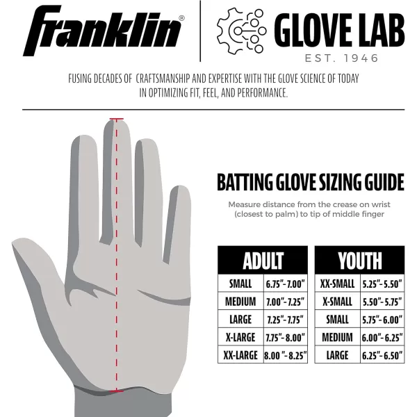 Franklin Sports MLB Digitek Batting Gloves  Adult and Youth Batting Glove  TriCurve Technology Fit  Genuine Leather Heel Patch  Etched Microfiber  Batting Gloves for Kids and AdultsBlackBlack