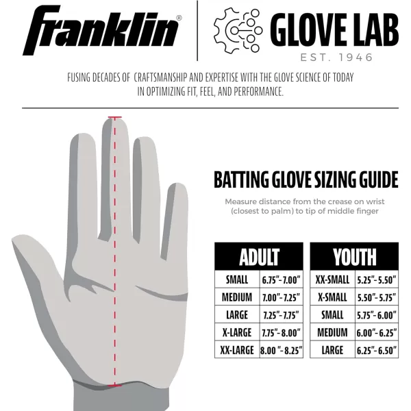 Franklin Sports MLB Digitek Batting Gloves  Adult and Youth Batting Glove  TriCurve Technology Fit  Genuine Leather Heel Patch  Etched Microfiber  Batting Gloves for Kids and AdultsGrayWhiteBlack