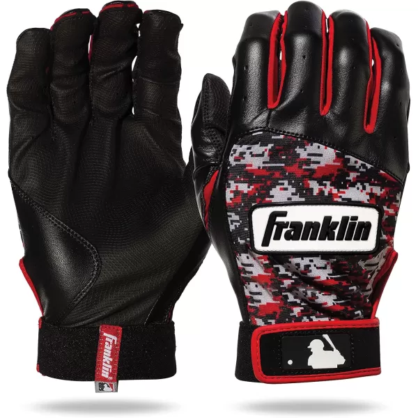 Franklin Sports MLB Digitek Batting Gloves  Adult and Youth Batting Glove  TriCurve Technology Fit  Genuine Leather Heel Patch  Etched Microfiber  Batting Gloves for Kids and AdultsGrayRed