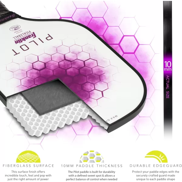 Franklin Sports Pickleball Paddle  Pilot Polypropylene Core Pickleball Racket  Official USA Pickleball USAPA Approved Pickleball Paddle  Lightweight Pro Racket  10mm Thick CorePurple