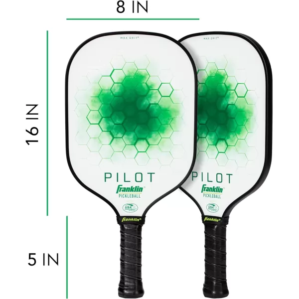Franklin Sports Pickleball Paddle  Pilot Polypropylene Core Pickleball Racket  Official USA Pickleball USAPA Approved Pickleball Paddle  Lightweight Pro Racket  10mm Thick CoreGreen