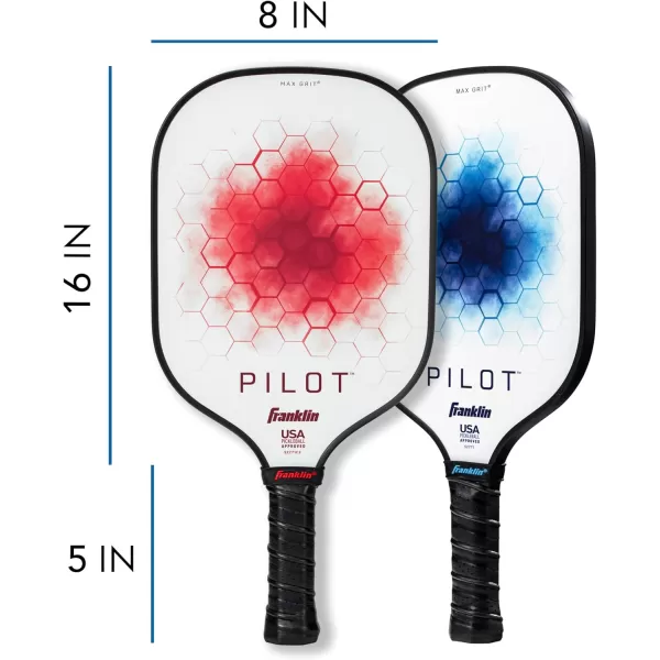 Franklin Sports Pickleball Paddle  Pilot Polypropylene Core Pickleball Racket  Official USA Pickleball USAPA Approved Pickleball Paddle  Lightweight Pro Racket  10mm Thick CoreBlue  Red