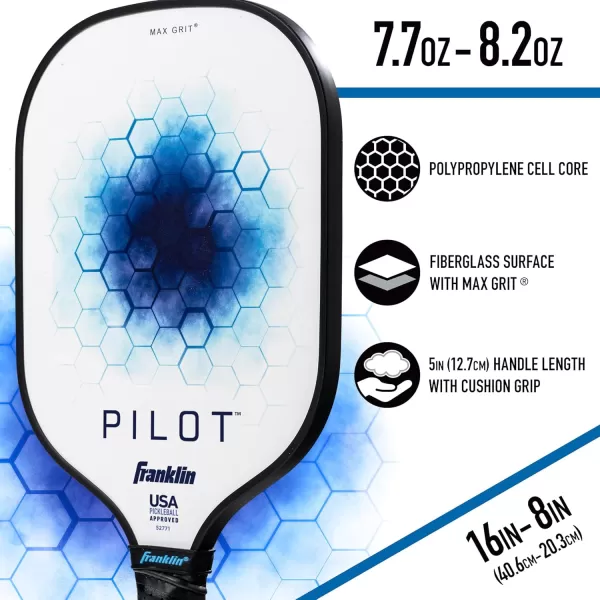 Franklin Sports Pickleball Paddle  Pilot Polypropylene Core Pickleball Racket  Official USA Pickleball USAPA Approved Pickleball Paddle  Lightweight Pro Racket  10mm Thick CoreBlue  Red