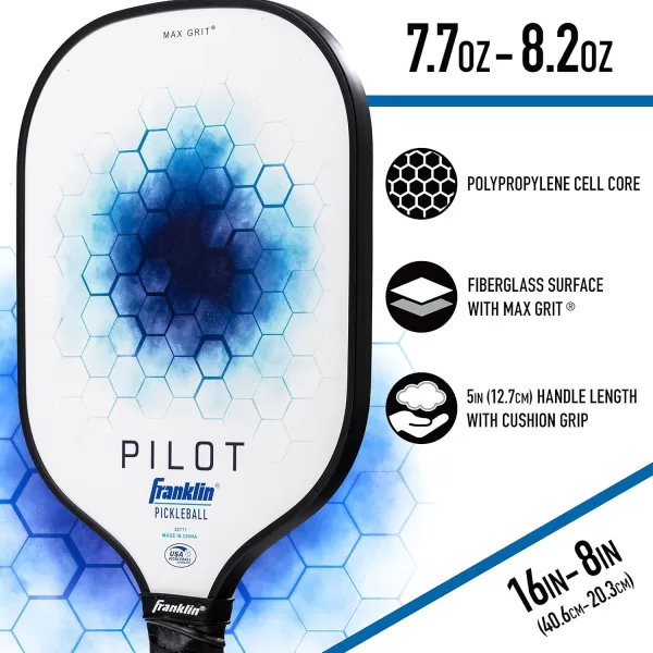 Franklin Sports Pickleball Paddle  Pilot Polypropylene Core Pickleball Racket  Official USA Pickleball USAPA Approved Pickleball Paddle  Lightweight Pro Racket  10mm Thick CoreBlue
