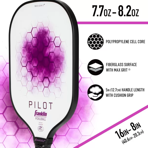 Franklin Sports Pickleball Paddle  Pilot Polypropylene Core Pickleball Racket  Official USA Pickleball USAPA Approved Pickleball Paddle  Lightweight Pro Racket  10mm Thick CorePurple