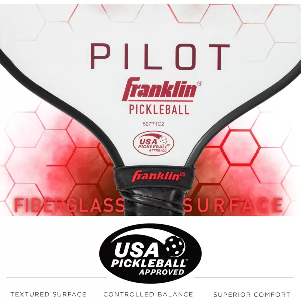 Franklin Sports Pickleball Paddle  Pilot Polypropylene Core Pickleball Racket  Official USA Pickleball USAPA Approved Pickleball Paddle  Lightweight Pro Racket  10mm Thick CoreRed