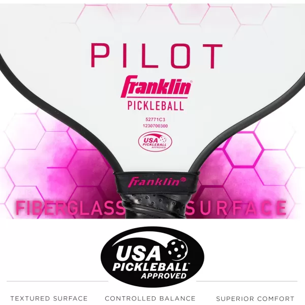 Franklin Sports Pickleball Paddle  Pilot Polypropylene Core Pickleball Racket  Official USA Pickleball USAPA Approved Pickleball Paddle  Lightweight Pro Racket  10mm Thick CorePink