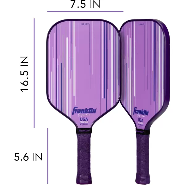 Franklin Sports Pro Pickleball Paddles  Signature Series Pro Pickleball Paddle with MaxGrit Surface  USA Pickleball USAPA Approved Tournament Pickleball Paddles  13mm  16mm Polypropylene CoresLilac