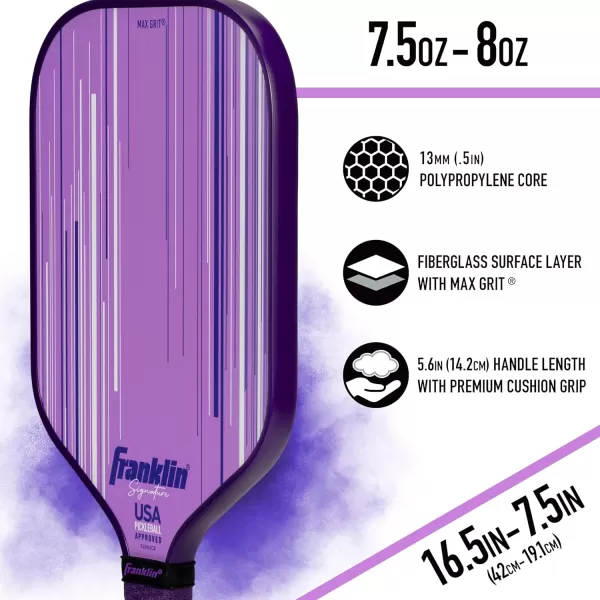 Franklin Sports Pro Pickleball Paddles  Signature Series Pro Pickleball Paddle with MaxGrit Surface  USA Pickleball USAPA Approved Tournament Pickleball Paddles  13mm  16mm Polypropylene CoresLilac