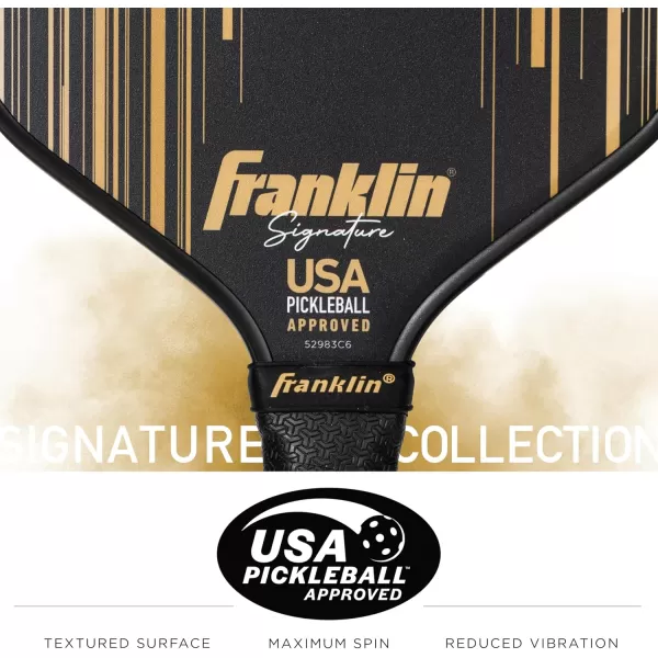 Franklin Sports Pro Pickleball Paddles  Signature Series Pro Pickleball Paddle with MaxGrit Surface  USA Pickleball USAPA Approved Tournament Pickleball Paddles  13mm  16mm Polypropylene CoresBlackGold