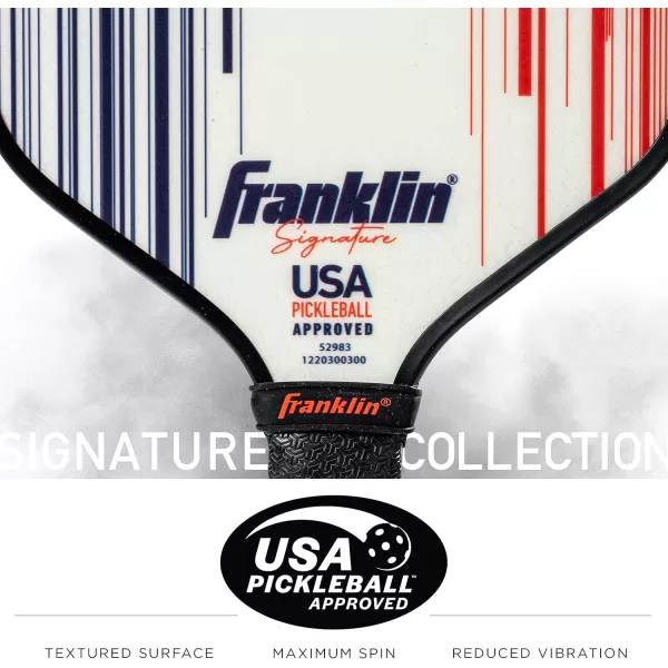 Franklin Sports Pro Pickleball Paddles  Signature Series Pro Pickleball Paddle with MaxGrit Surface  USA Pickleball USAPA Approved Tournament Pickleball Paddles  13mm  16mm Polypropylene CoresPro Player  White