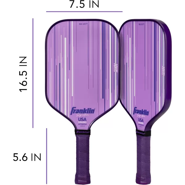 Franklin Sports Pro Pickleball Paddles  Signature Series Pro Pickleball Paddle with MaxGrit Surface  USA Pickleball USAPA Approved Tournament Pickleball Paddles  13mm  16mm Polypropylene CoresLilac