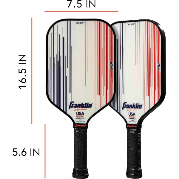 Franklin Sports Pro Pickleball Paddles  Signature Series Pro Pickleball Paddle with MaxGrit Surface  USA Pickleball USAPA Approved Tournament Pickleball Paddles  13mm  16mm Polypropylene CoresPro Player  White