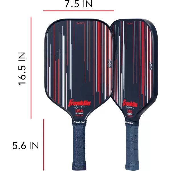 Franklin Sports Pro Pickleball Paddles  Signature Series Pro Pickleball Paddle with MaxGrit Surface  USA Pickleball USAPA Approved Tournament Pickleball Paddles  13mm  16mm Polypropylene CoresNavy