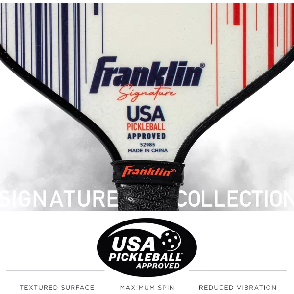 Franklin Sports Pro Pickleball Paddles  Signature Series Pro Pickleball Paddle with MaxGrit Surface  USA Pickleball USAPA Approved Tournament Pickleball Paddles  13mm  16mm Polypropylene CoresPro Player  White
