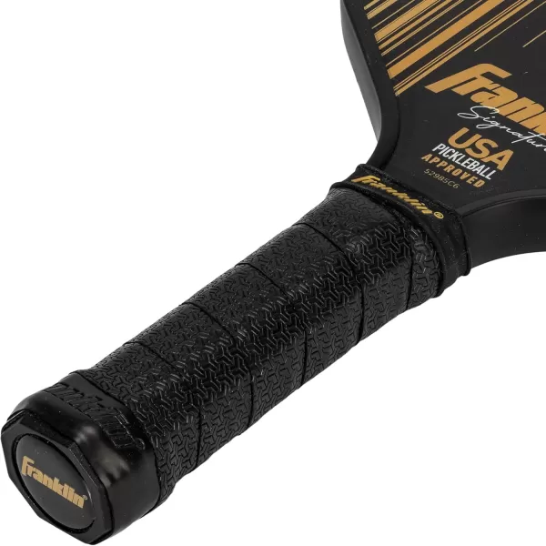 Franklin Sports Pro Pickleball Paddles  Signature Series Pro Pickleball Paddle with MaxGrit Surface  USA Pickleball USAPA Approved Tournament Pickleball Paddles  13mm  16mm Polypropylene CoresBlackGold
