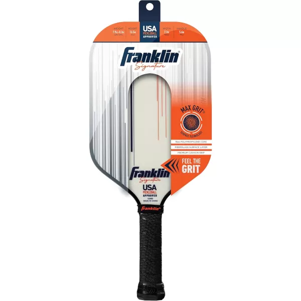 Franklin Sports Pro Pickleball Paddles  Signature Series Pro Pickleball Paddle with MaxGrit Surface  USA Pickleball USAPA Approved Tournament Pickleball Paddles  13mm  16mm Polypropylene CoresPro Player  White