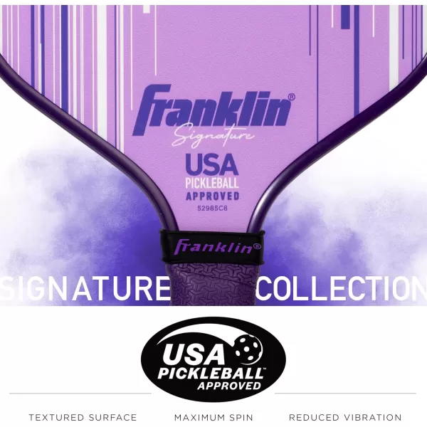 Franklin Sports Pro Pickleball Paddles  Signature Series Pro Pickleball Paddle with MaxGrit Surface  USA Pickleball USAPA Approved Tournament Pickleball Paddles  13mm  16mm Polypropylene CoresLilac